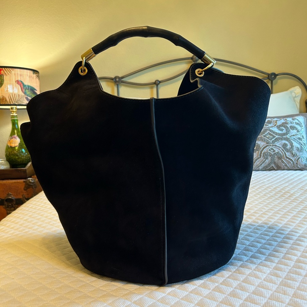 J. McLaughlin Sanne Suede Bucket Bag in Black